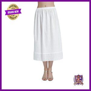 Vintage Cotton Half Slip Skirt Extender with Lace Embroidery